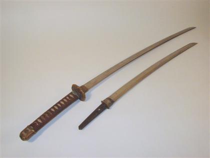 Appraisal: Japanese associated katana and WakizashiBoth shinogi zukuri military mount