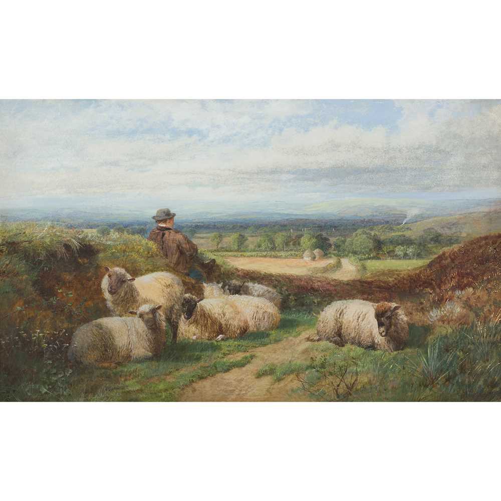 Appraisal: GEORGE SHALDERS R I BRITISH - LANDSCAPE WITH SHEPHERD AND