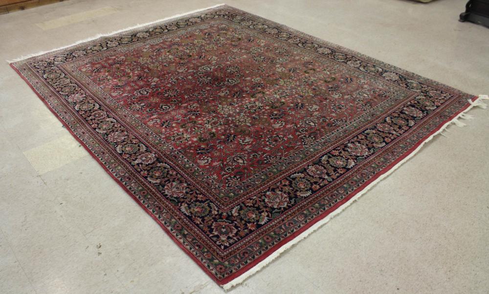 Appraisal: HAND KNOTTED ORIENTAL CARPET Indo-Persian floral Isfahan design on rose