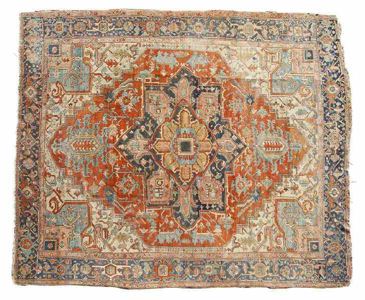 Appraisal: Semi-Antique Room Size Heriz Carpet circa cotton base pleasing earth