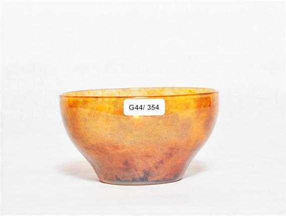 Appraisal: DAUM NANCY BOWL circa Orange glass with powdered glass inclusions