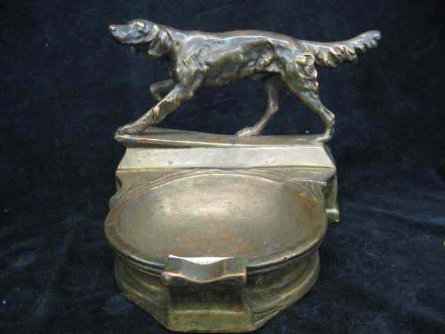 Appraisal: Armor Bronze Deco Ashtray with Dog '' x '' original