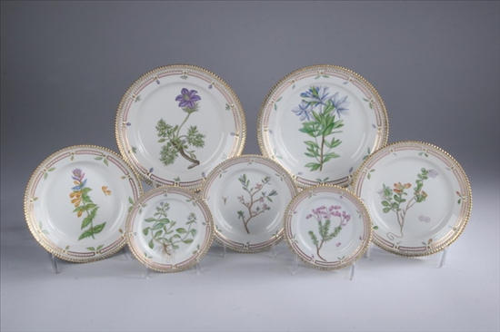 Appraisal: FIFTEEN ROYAL COPENHAGEN PORCELAIN 'FLORA DANICA' PLATES th century underglaze