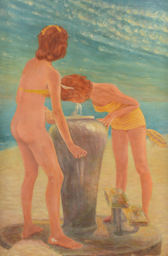 Appraisal: THELEN Hubert J American th Century ''Thirsty Maidens'' Oil Board