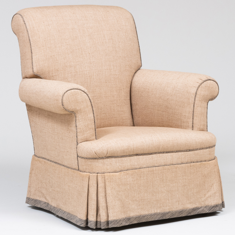 Appraisal: Colefax and Fowler Linen Upholstered Club Chair x x in