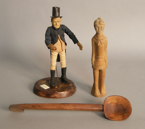 Appraisal: Carved figure of an Indian a Maine Indian carved spoon