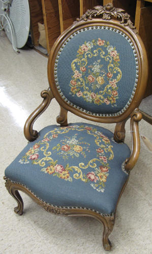 Appraisal: A LADY'S VICTORIAN STYLE NEEDLEPOINT ARMCHAIR American mid th century