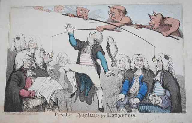 Appraisal: JOHN CAWSE - 'Devils - Angling for Lawyers' etching pub