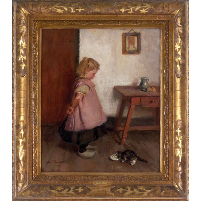 Appraisal: Ida Marie Perrault American b Girl with Cat oil on