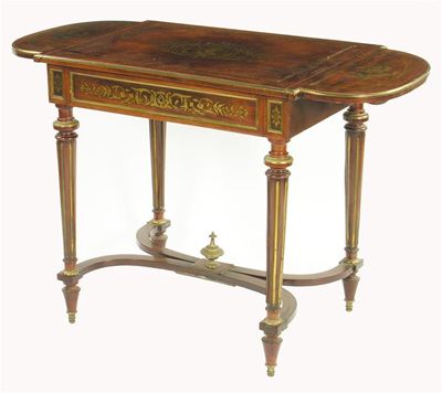 Appraisal: A th century French mahogany and brass marquetry side table