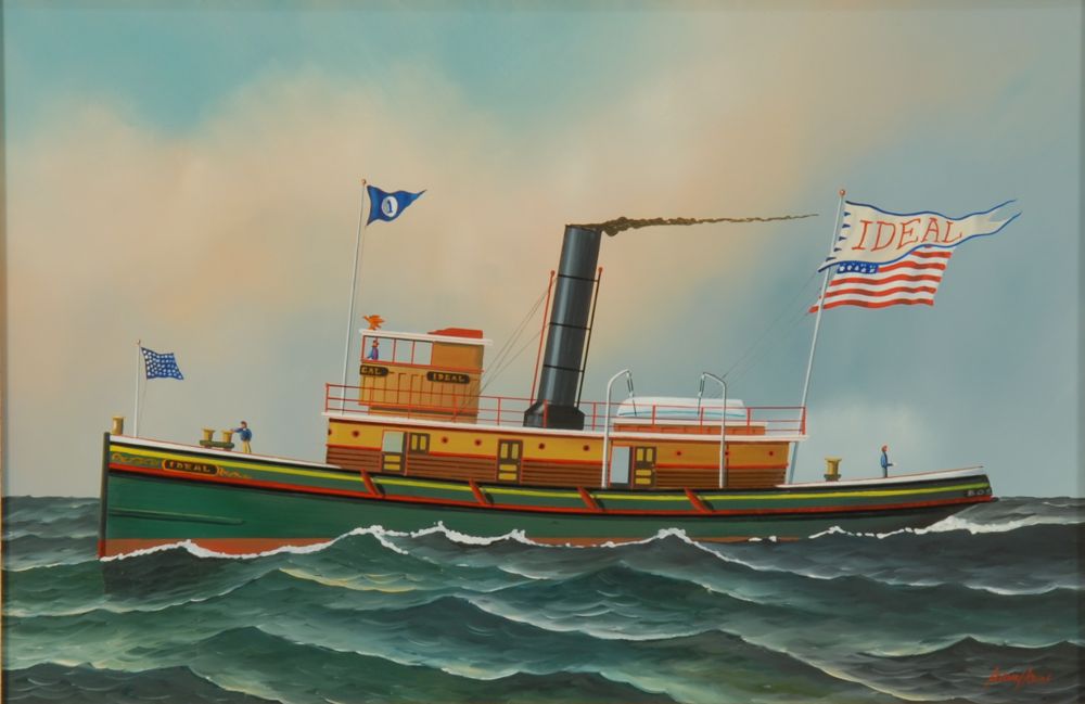 Appraisal: JEROME HOWESAmerican ContemporaryThe tugboat Ideal Signed lower Jerome Howes Oil