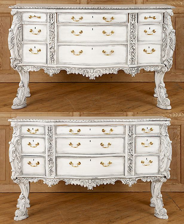 Appraisal: PAIR BAROQUE STYLE PAINTED CHEST OF DRAWERS A pair of