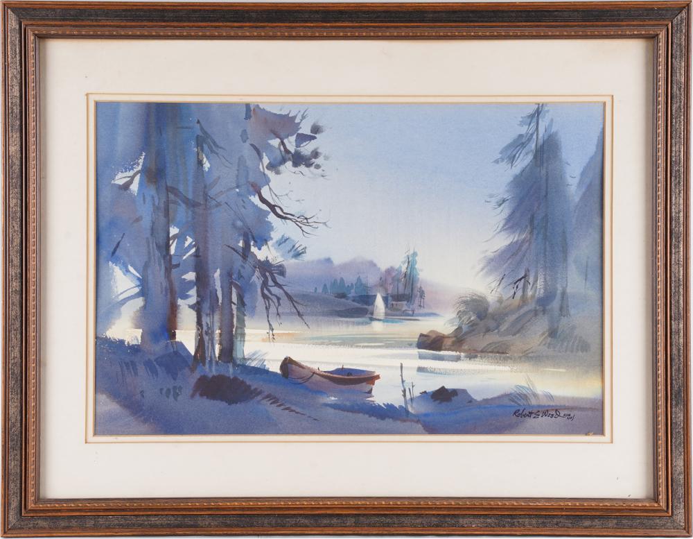 Appraisal: ROBERT EARLE WOOD - LAKE LANDSCAPEwatercolor on paper signed lower