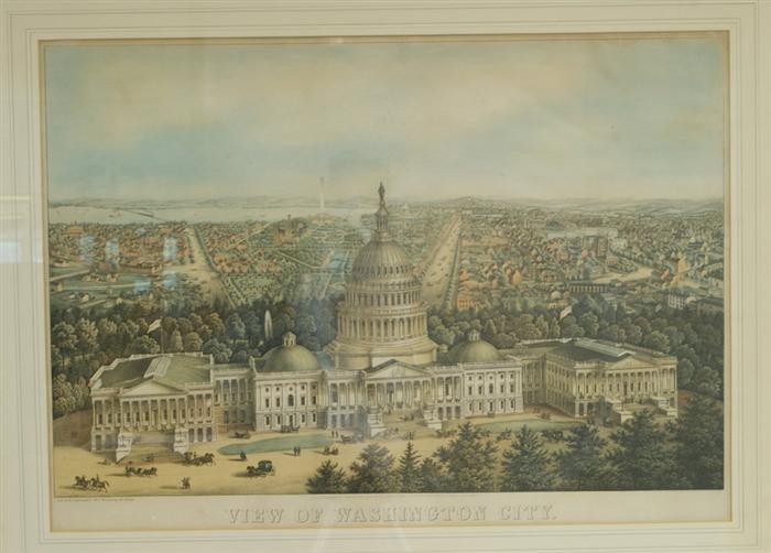 Appraisal: Hand-painted lithograph View of Washington City by E Sachse and