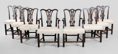 Appraisal: Set of eight Chippendale Style Carved Mahogany Dining Chairs American