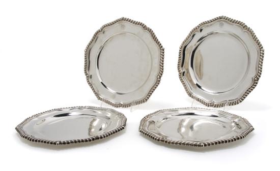 Appraisal: A Set of Four English Silver Plates London Diameter inches