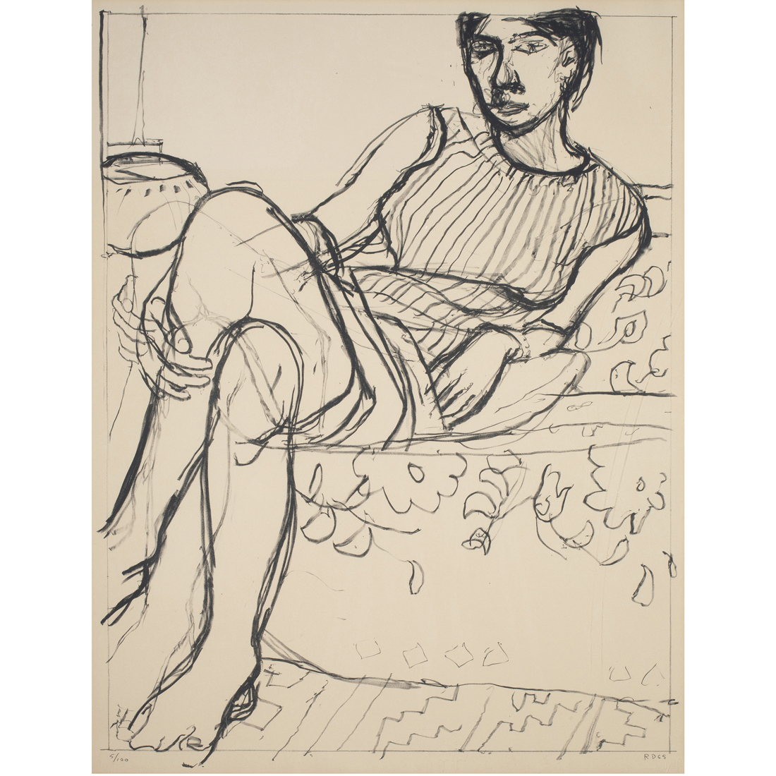 Appraisal: Richard Diebenkorn American - Seated Woman in Striped Dress lithograph