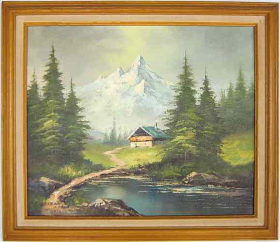 Appraisal: T AUCLAIRE OIL ON CANVAS An alpine landscape with a