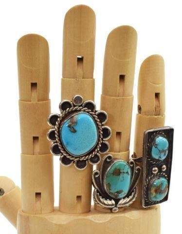 Appraisal: lot of Native American silver content unknown and turquoise rings