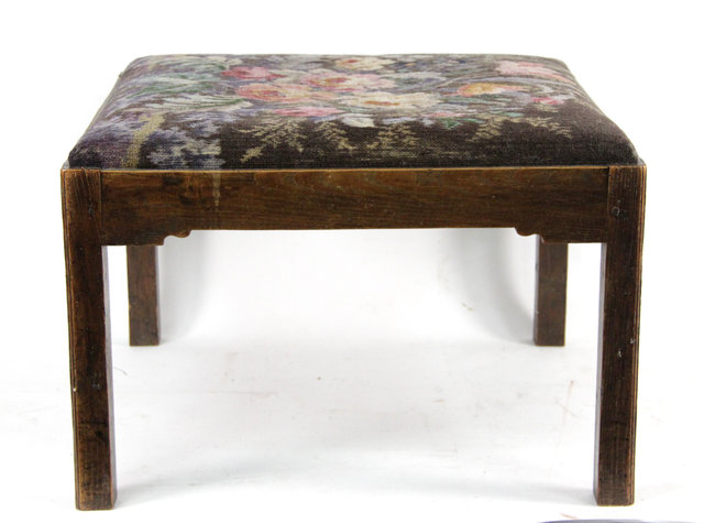 Appraisal: A George III style beechwood footstool with needlework seat on