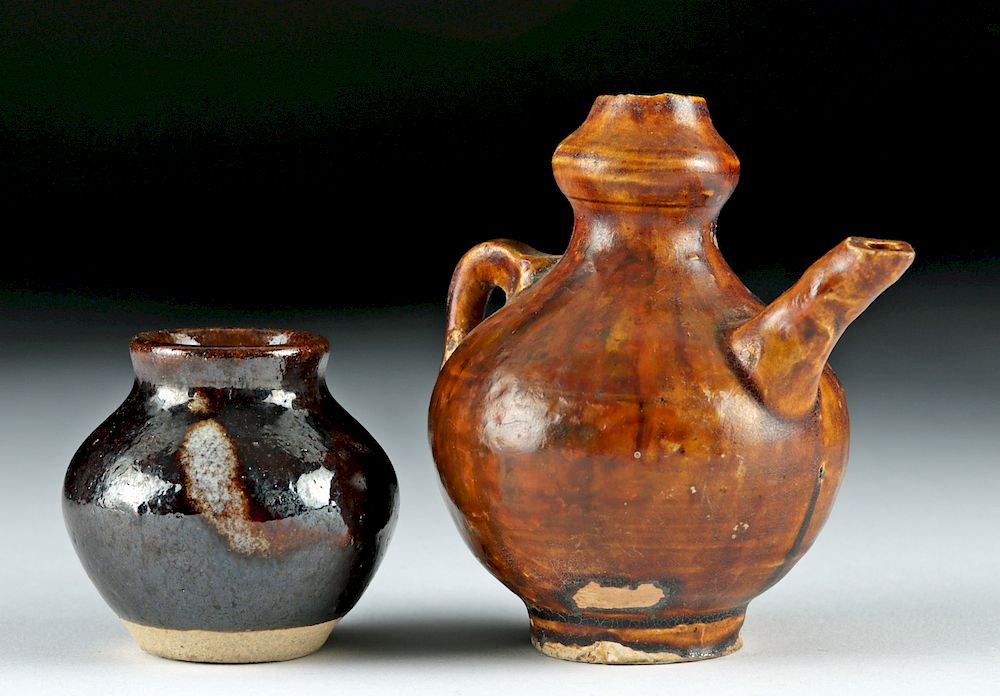 Appraisal: Chinese Tang Song Dynasty Miniature Ceramic Vessels Originally Listed At