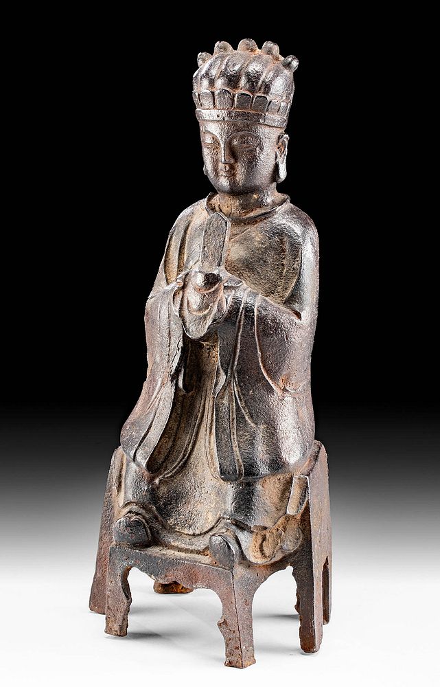 Appraisal: th C Chinese Ming Cast Iron Seated Bodhisattva East Asia