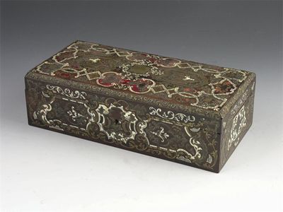 Appraisal: A late th century French rosewood buhl box inlaid brass