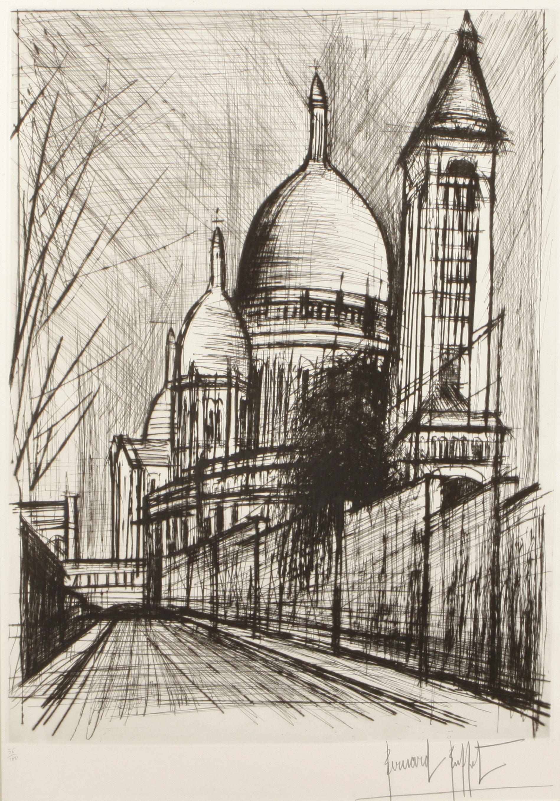 Appraisal: Bernard Buffet French - Le Sacr-Coeur Montmartre R Drypoint on