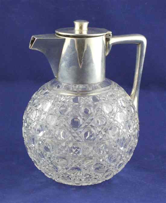 Appraisal: A late Victorian silver mounted hobnail cut glass claret jug