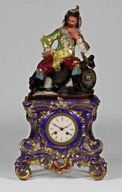 Appraisal: A mid th Century French porcelain mantel clock painted gilded