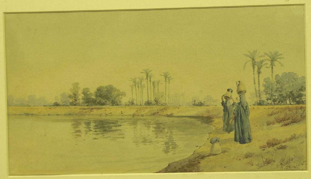 Appraisal: th century Orientalist School - two women carrying water jugs