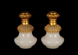 Appraisal: Pair of Palais Royal Opaline Grand Tour Bottles Palais Royal