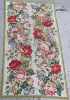 Appraisal: Vintage Needlepoint Embroidery Table Runner Depicting trailing cabbage roses and