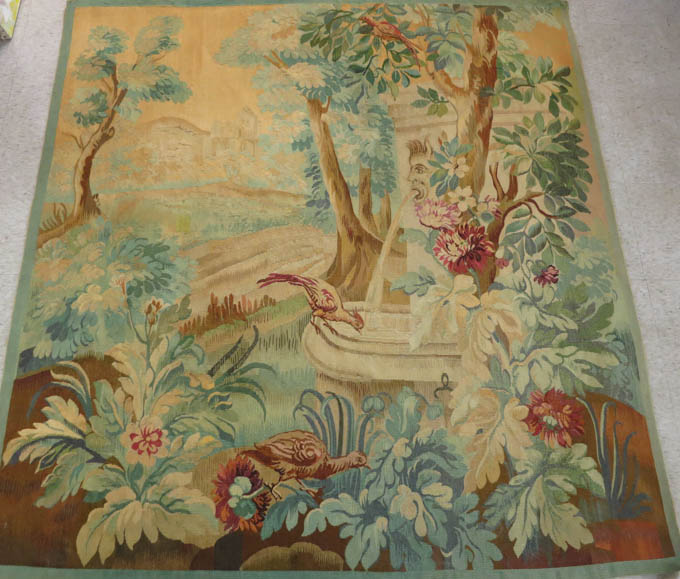 Appraisal: HAND WOVEN VERDURE WALL TAPESTRY French th century a garden