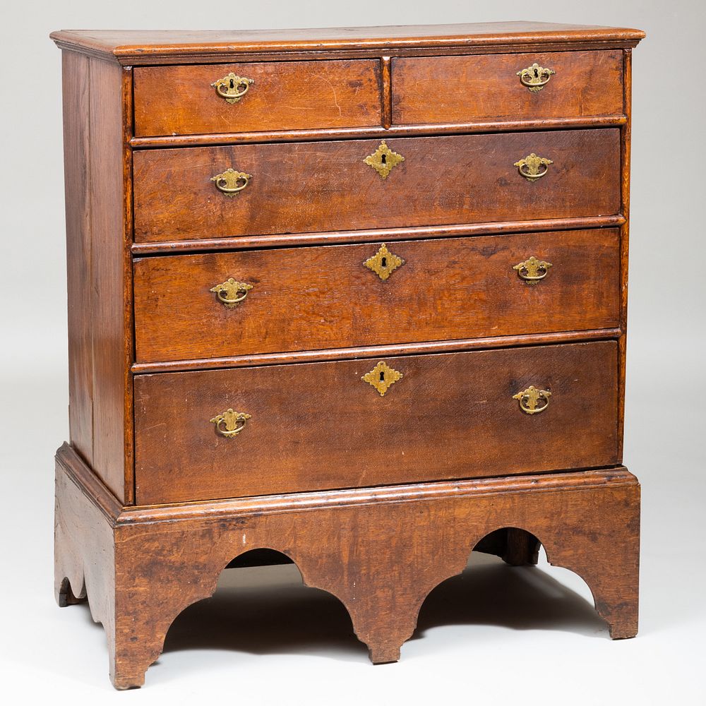 Appraisal: William and Mary Oak and Elmwood Chest of Drawers x