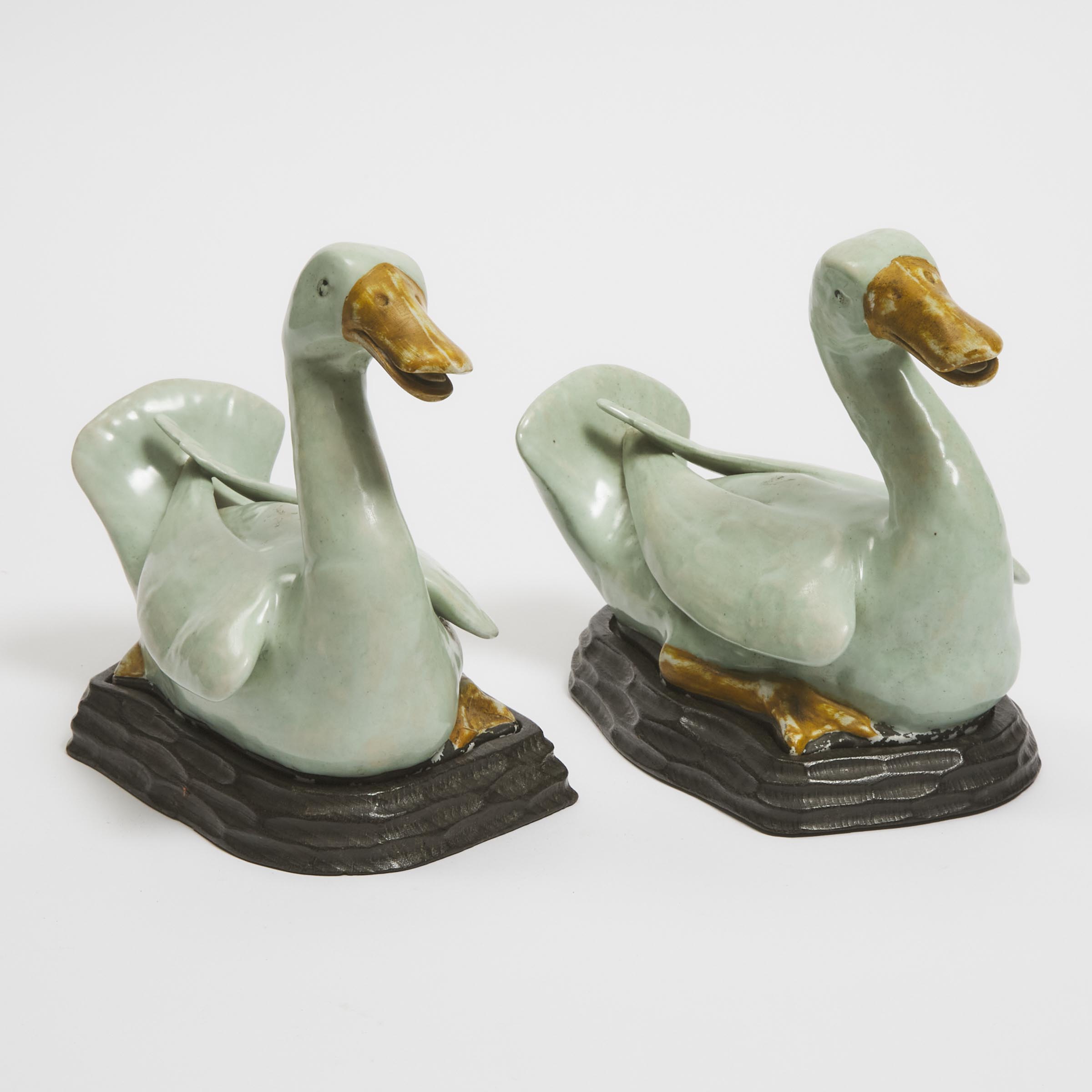 Appraisal: A Pair of Chinese Export Green-Enameled Ducks Qianlong Period th