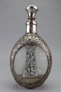 Appraisal: Chinese Export Silver Overlay Decanter Chinese Export Silver Overlay Decanter