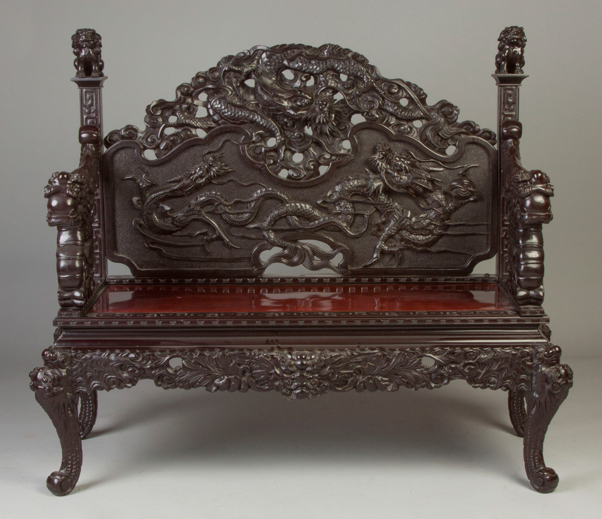 Appraisal: Chinese Carved Dragon Hall Bench