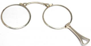 Appraisal: K White Gold Art Deco Folding Lorgnette The spectacles folding