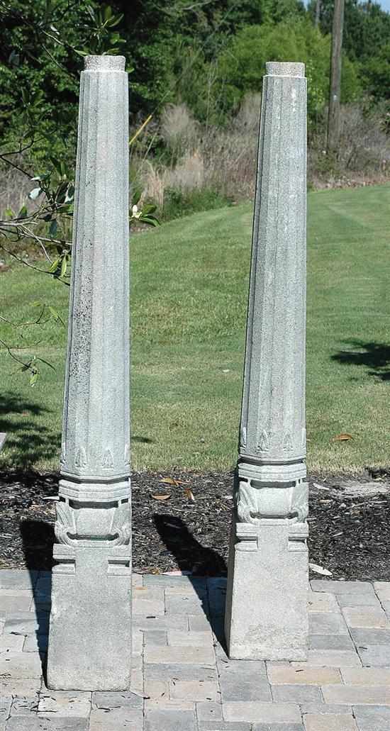 Appraisal: Pair Anglo-Indian carved granite columns th century reeded column above