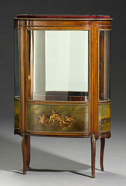 Appraisal: LOUIS XVI-STYLE VERNIS MARTIN VITRINE Continental late th century mahogany