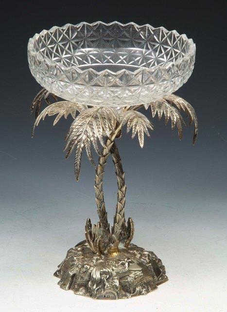 Appraisal: A SILVER PLATED CENTRE PIECE in the form of a