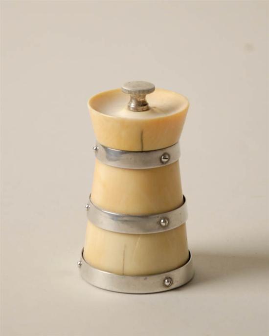 Appraisal: An English Sterling Silver and Ivory Pepper or Salt Grinder