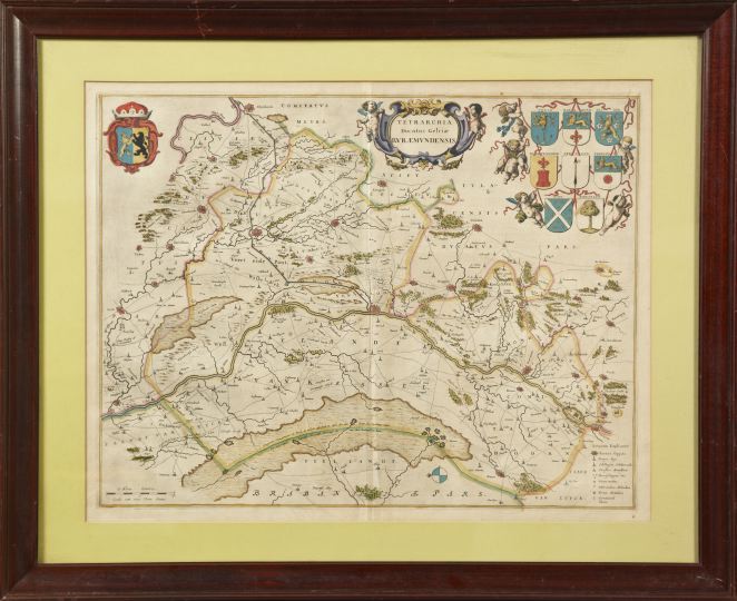 Appraisal: Dutch School Late th Century Map of Brabant hand-colored engraving