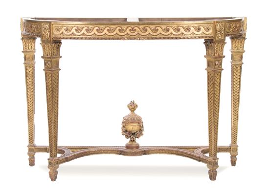 Appraisal: Sale Lot A Continental Giltwood Console Table of D-shaped outline