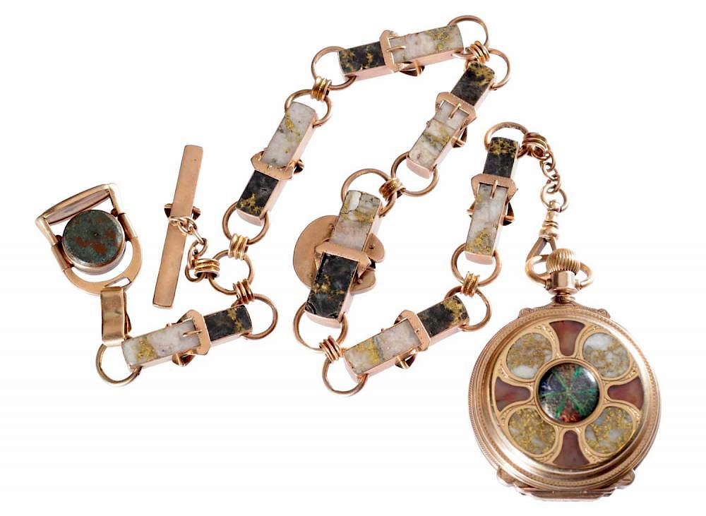 Appraisal: Pocket Watch With Accessories In Gold Quartz The same practice