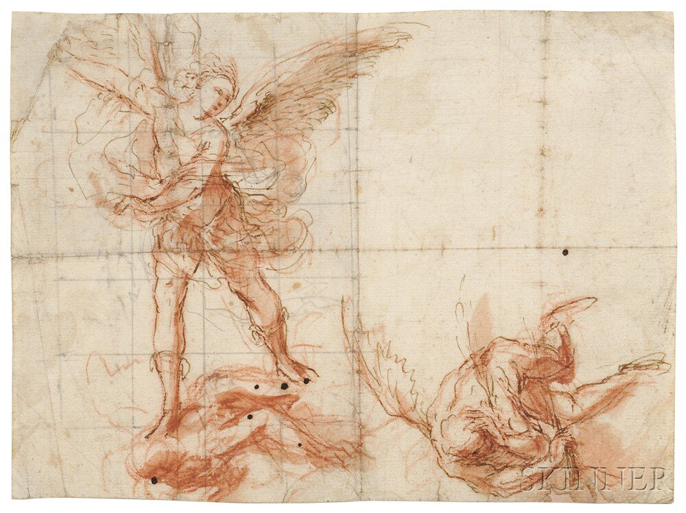 Appraisal: Attributed to Cristoforo Roncalli Italian - Study of Two Angels