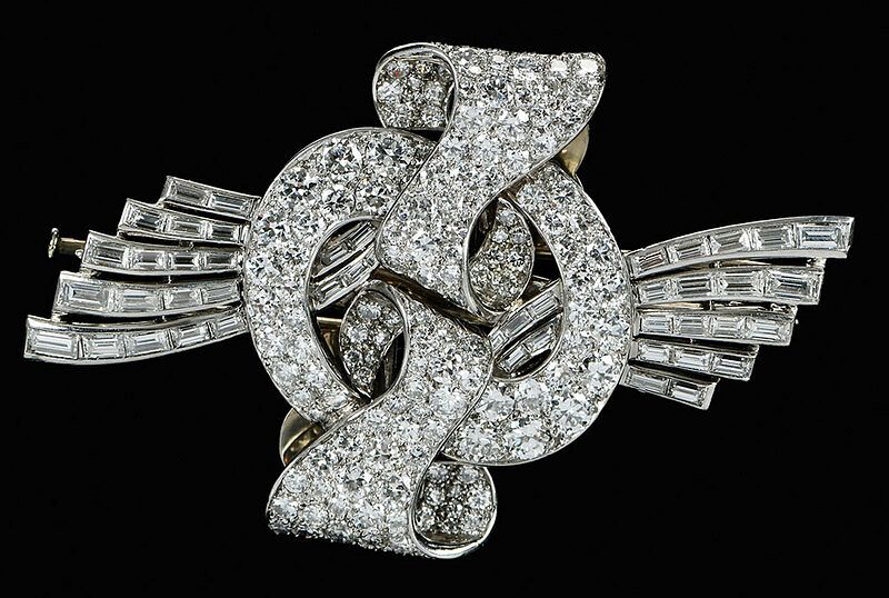 Appraisal: Art Deco Platinum kt Diamond Brooch pair of dress clips