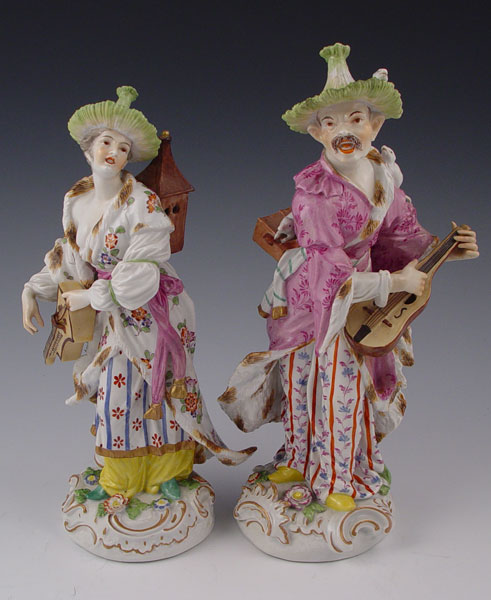 Appraisal: TWO MEISSEN QUALITY SAMSON FIGURES OF MALABAR MUSICIANS Highly detailed