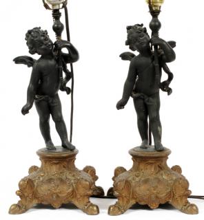 Appraisal: PATINATED METAL FIGURAL LAMPS PAIR PATINATED METAL FIGURAL LAMPS PAIR